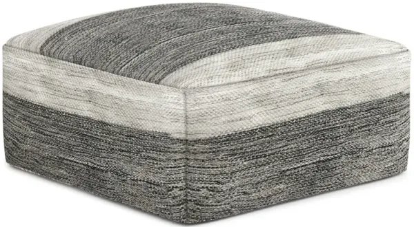 Mathis - Square Woven Outdoor / Indoor Pouf - Gray / White