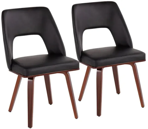 Triad - Mid-Century Modern Upholstered Chair (Set of 2) - Walnut / Black