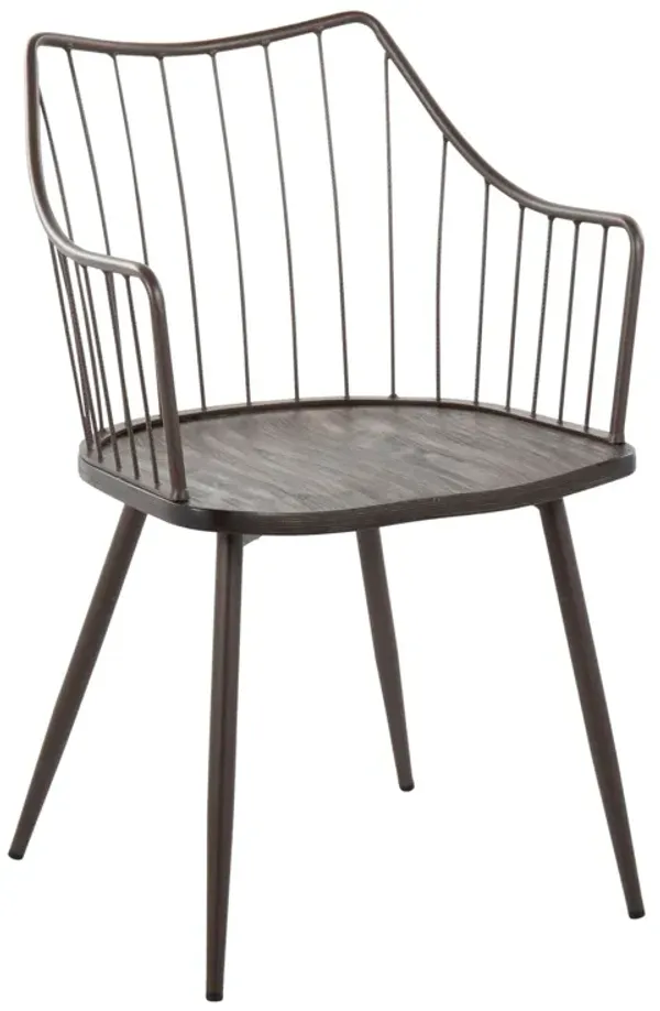 Winston - Farmhouse Style / Dining Chair - Brown / Dark Walnut
