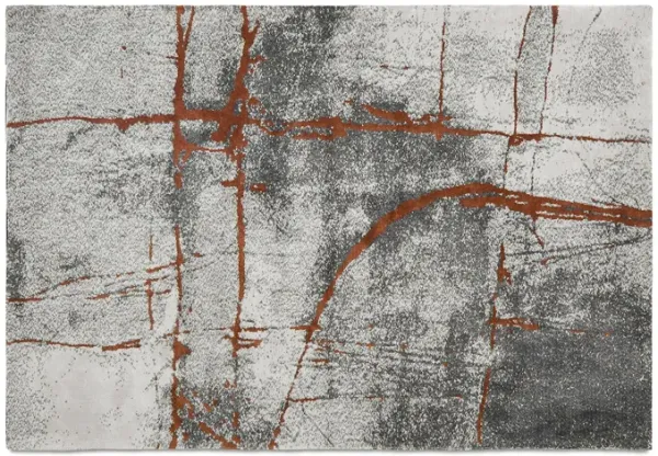 Quarry - 5.25' X 6.5' Abstract Area Rug - Gray / Orange