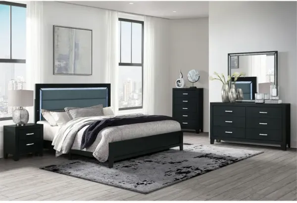 Carlos - 5 Pieces Queen Bedroom Set, Modern Design - Black