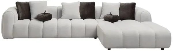 Manilla - Sectional Sofa With 8 Pillows - Ivory White
