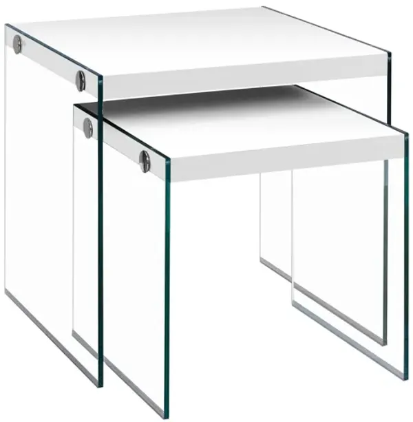 Accent Nesting Table Clear Tempered Glass For Living Room (Set of 2)