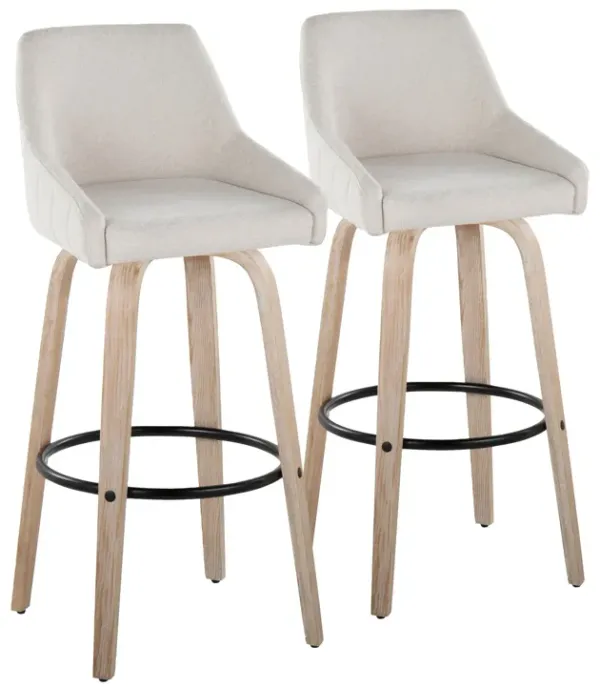 Hannah - Transitional Fixed Height Barstool With Swivel With Round Footrest (Set of 2)