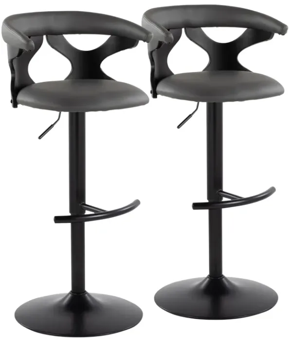 Gardenia - Contemporary Adjustable Barstool With Swivel With Rounded T Footrest (Set of 2)