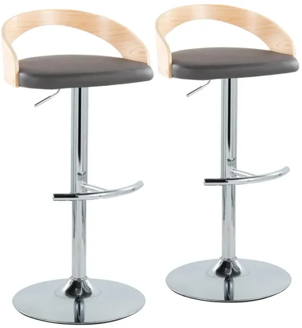 Grotto - Contemporary Adjustable Barstool, Swivel With Rounded T Footrest (Set of 2)