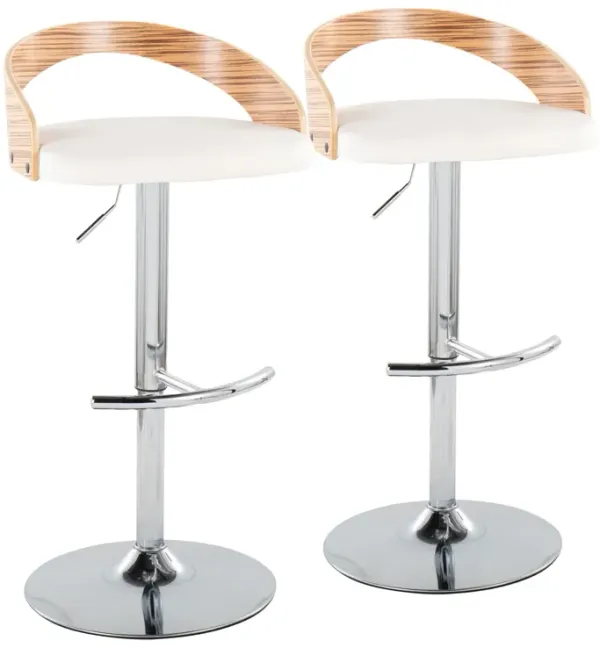 Grotto - Contemporary, Adjustable Barstool With Swivel With Rounded T Footrest (Set of 2)