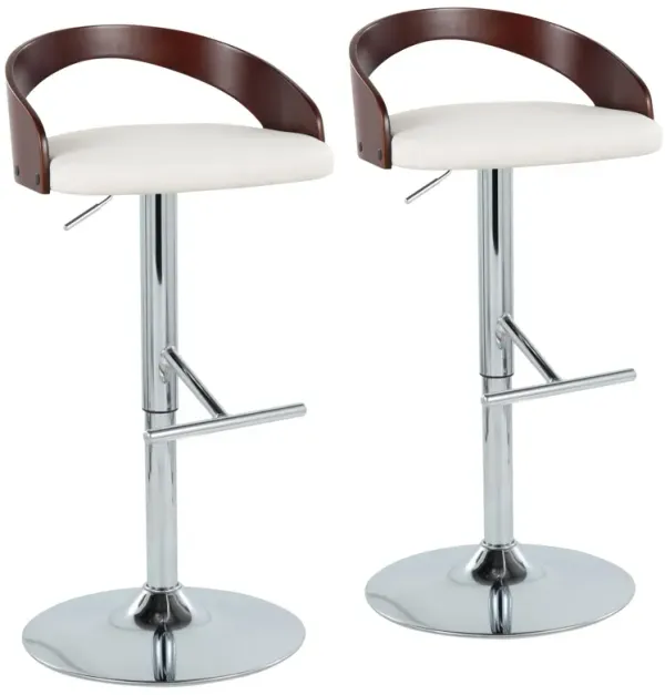Grotto - Contemporary Adjustable Height Barstool With Swivel With Straight T Footrest (Set of 2)