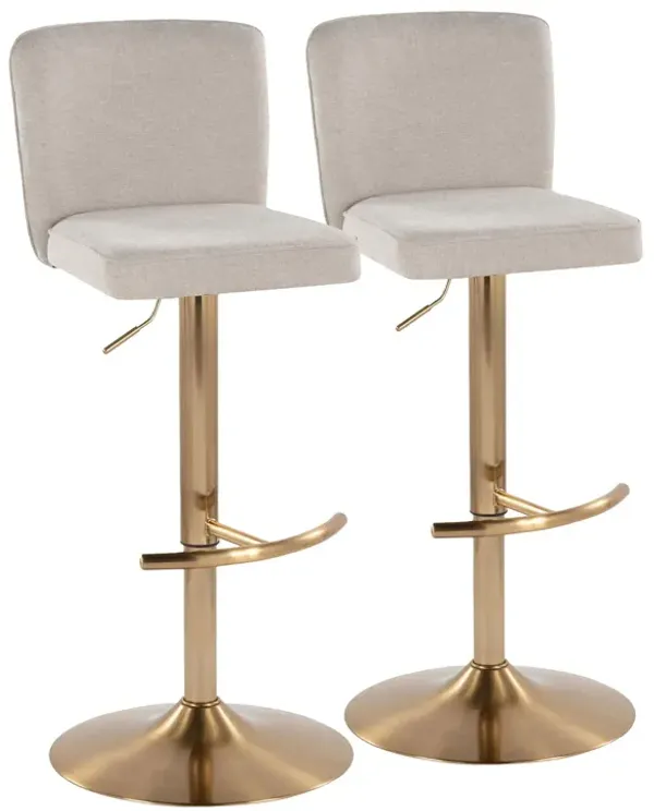 Henry - Contemporary Adjustable Barstool With Swivel With Rounded T Footrest (Set of 2)