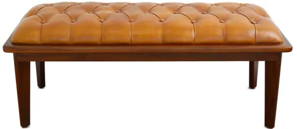 Arden - Bench With Buttons - Brown / Rustic / Tan