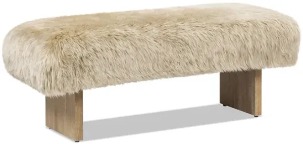 Leda - Sheepskin Fur Rectangular Accent Bench - Natural Blonde