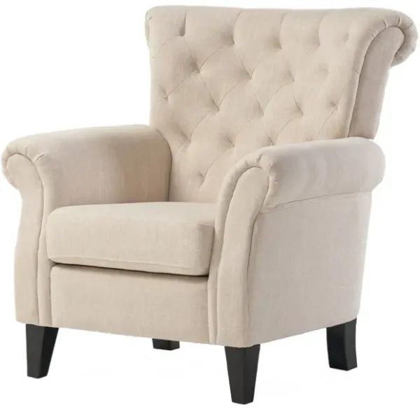 Springfield - Tufted Club Chair Stylish Upholstery - Light Beige