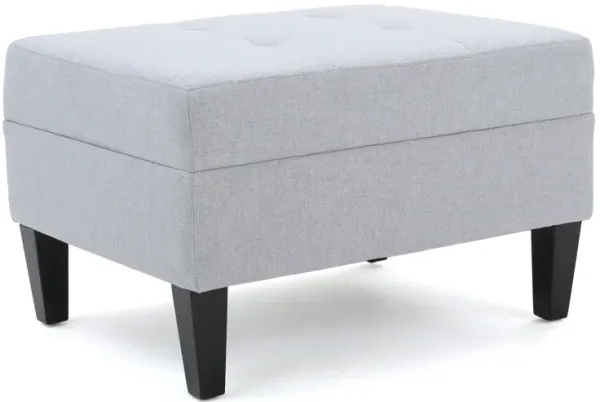 Contemporary Ottoman Footstool With Tufted Upholstery - Light Gray
