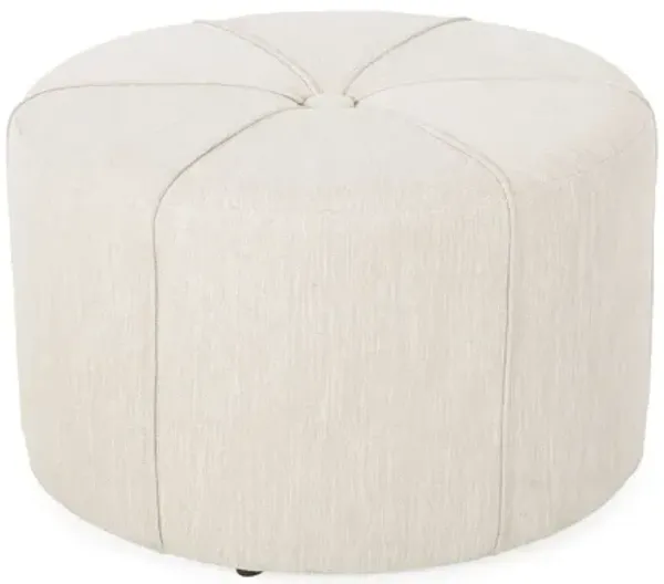 Contemporary Ottoman With Tonal Piping And Button Tuft Design