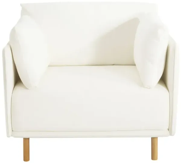Modern Upholstered Accent Chair With Soft Cushions, Sleek Armrest Design