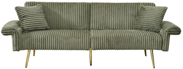 Luxury Corduroy Foldable Double Sofa Bed With Folding Armrests