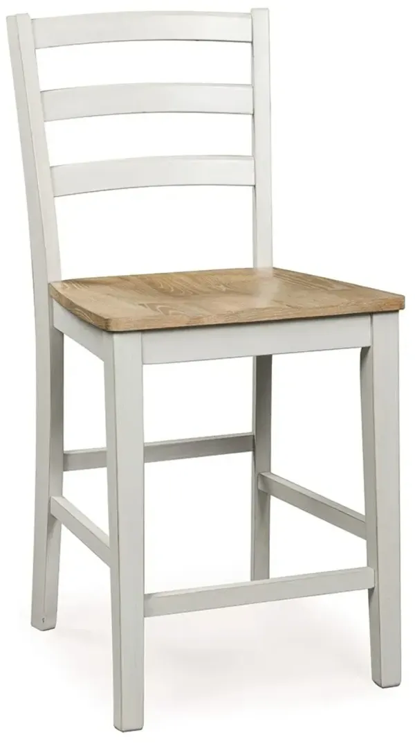 Purlaney - Antique White / Natural - Barstool (Set of 2)