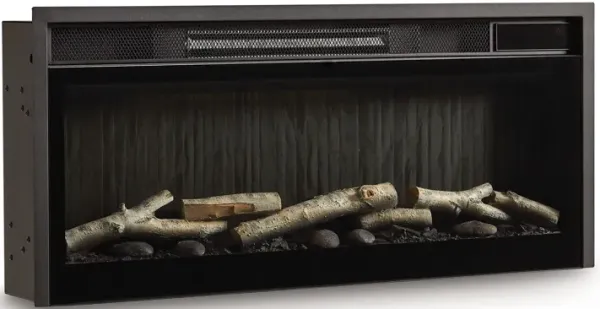 Entertainment Accessories - Black - Fireplace Insert With Faux Birch Log Set