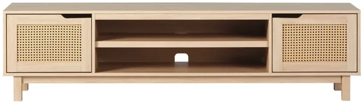 Modern Door Low TV Stand For TVs Up To 80" - Coastal Oak