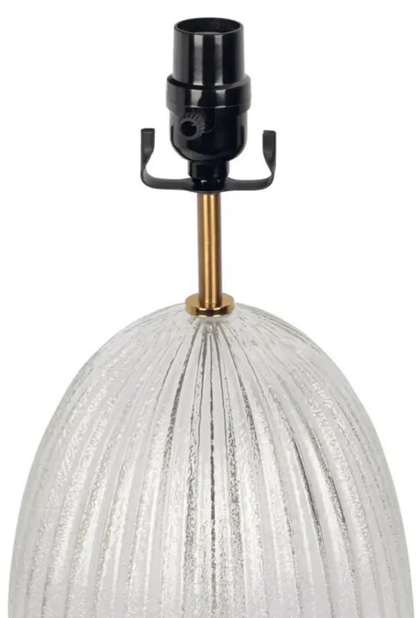 Aurora - Ribbed Lamp Base Clear Table Lamp Large Linen Shade - Beige / Clear / Gold