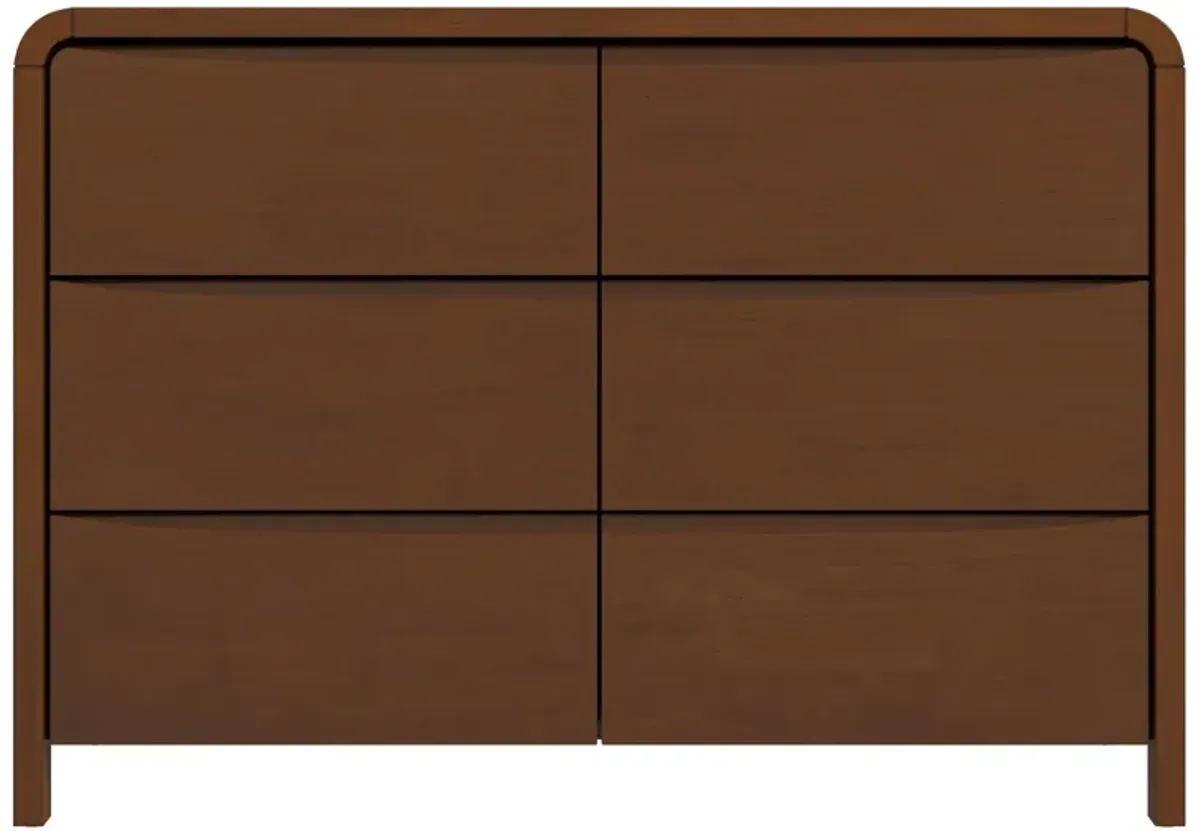 Lionel - Mid-Century Modern Solid Wood 6 Drawer Dresser - Brown