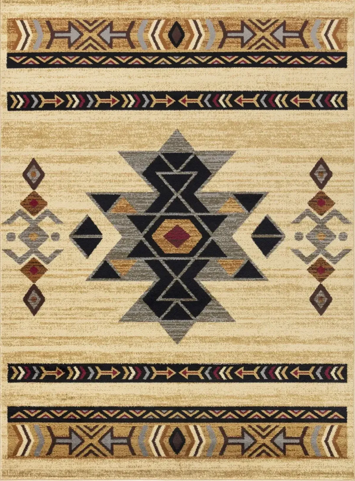 Tribes - 5'3" X 7'3" Southwest Area Rug Polypropylene - Cream