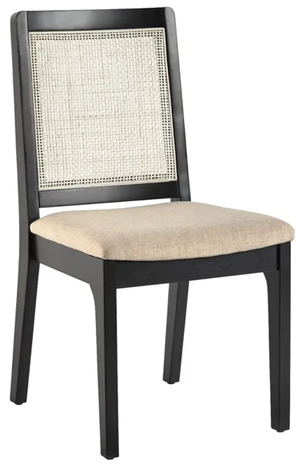 Modern Solid Wood Dining Chair With Rattan Inset Back (Set of 2)