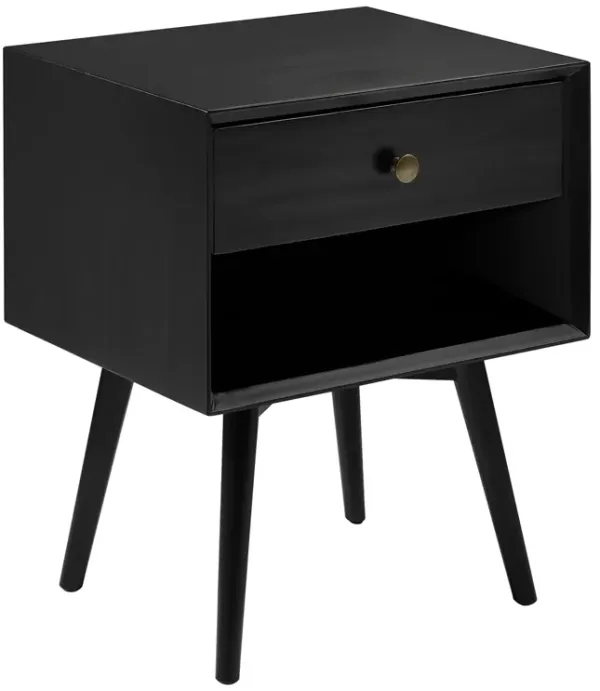 Mid-Century Modern Single Drawer Solid Wood Nightstand