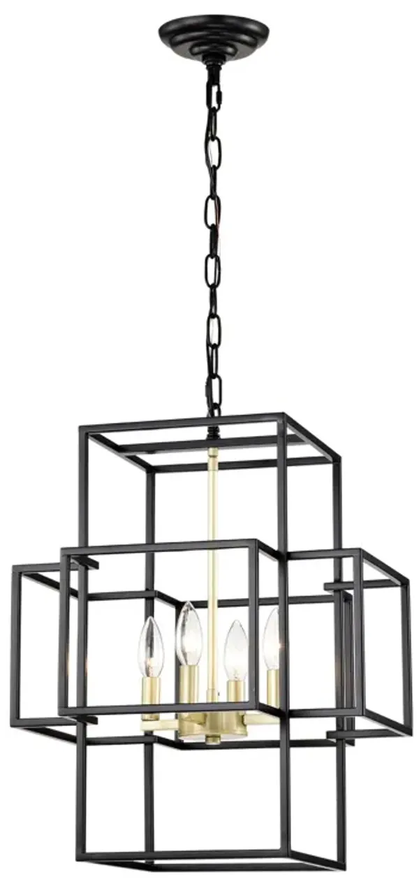 4 Light Metal Lantern Tiered Pendant Hanging Light Fixtures, Industrial Farmhouse Adjustable Height Chandeliers For Dining Room Hallway Foyer Entryway (E12 Bulbs Not Included)