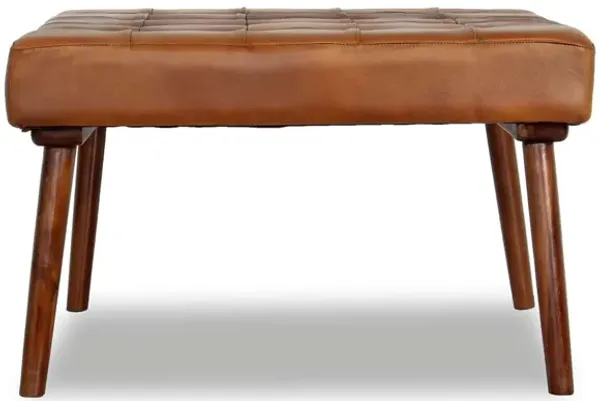 Mark - Tufted Square Genuine Leather Upholstered Ottoman