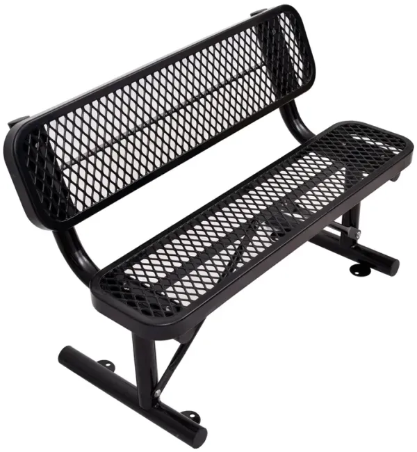 6' Outdoor Steel Bench With Backrest