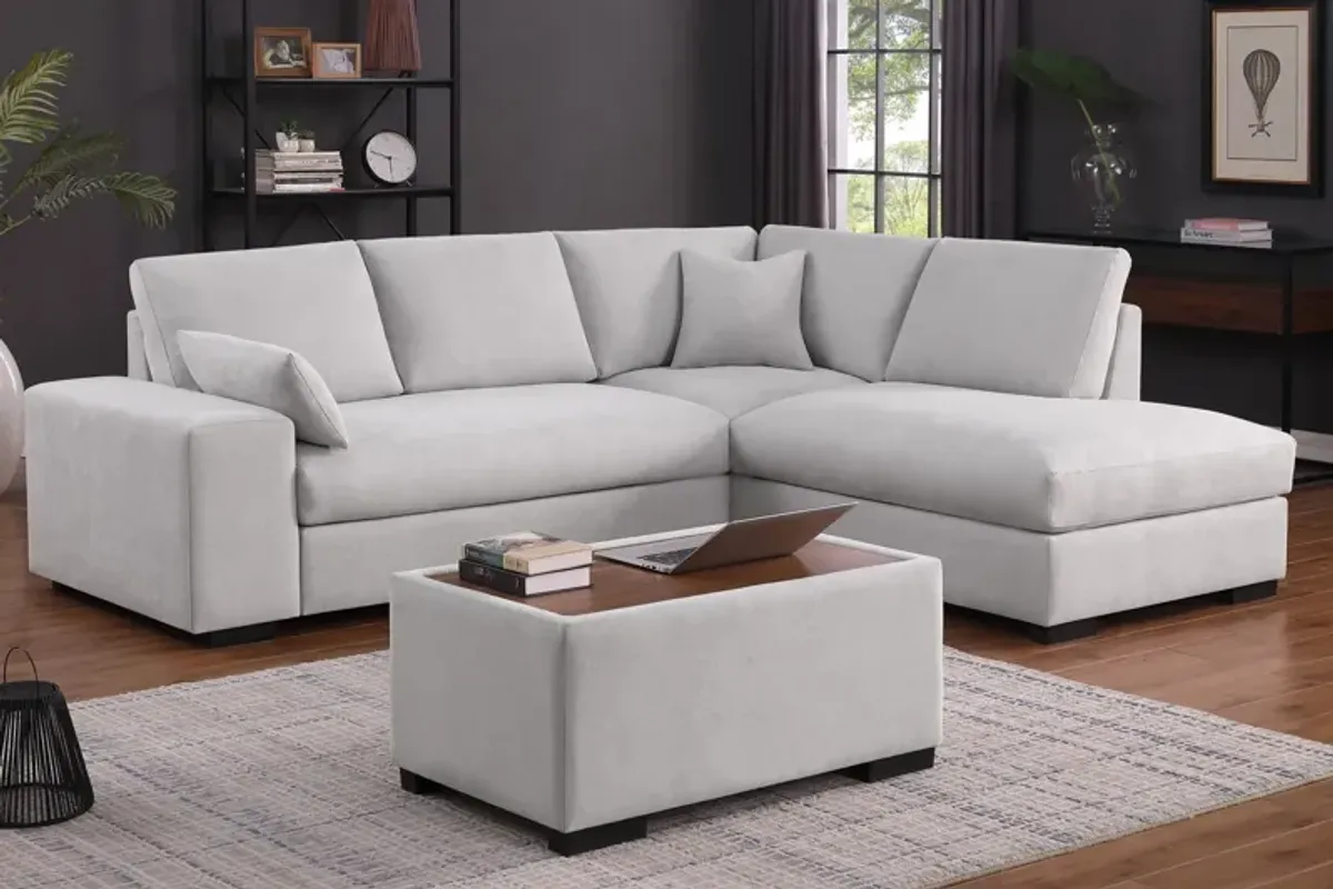 Joshua - 100" Sectional Sofa with Right Facing Chaise and Console Ottoman