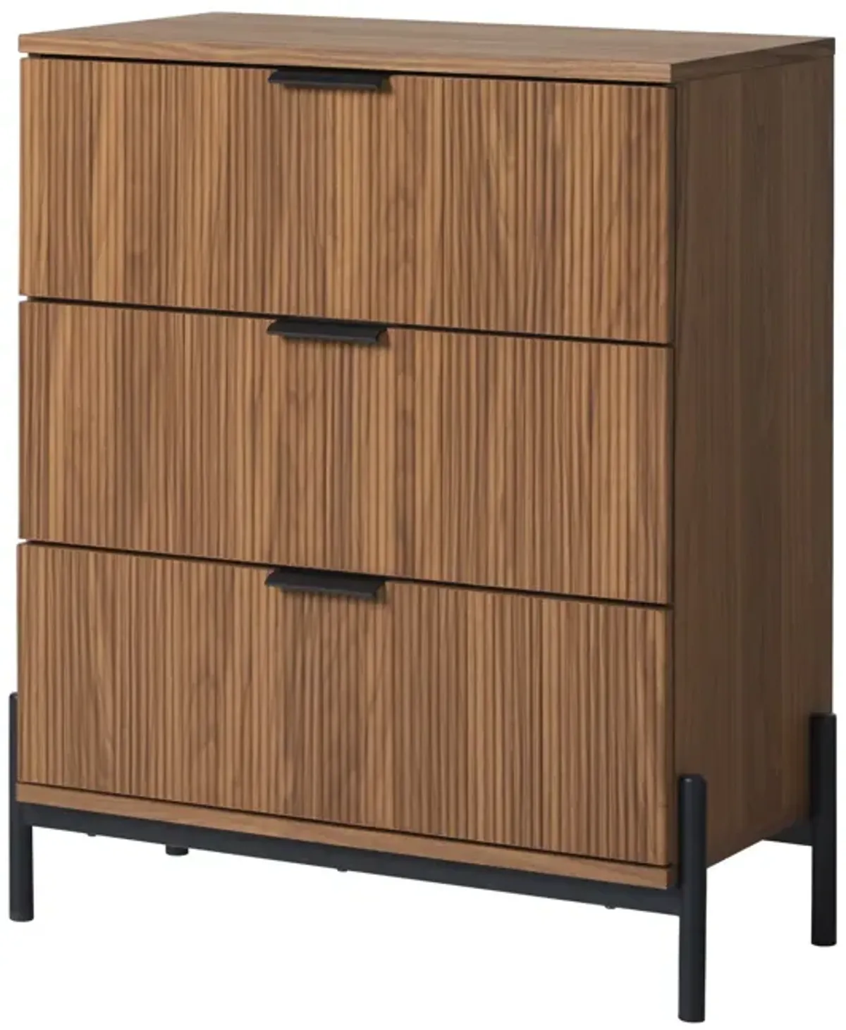 Mid-Century 3 Drawer Chest With Reeded Drawer Fronts