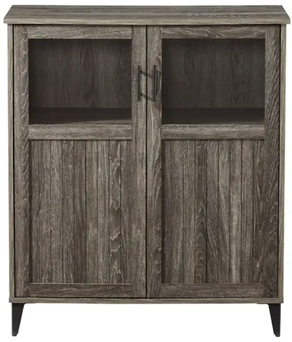 Modern Grooved Door Accent Cabinet