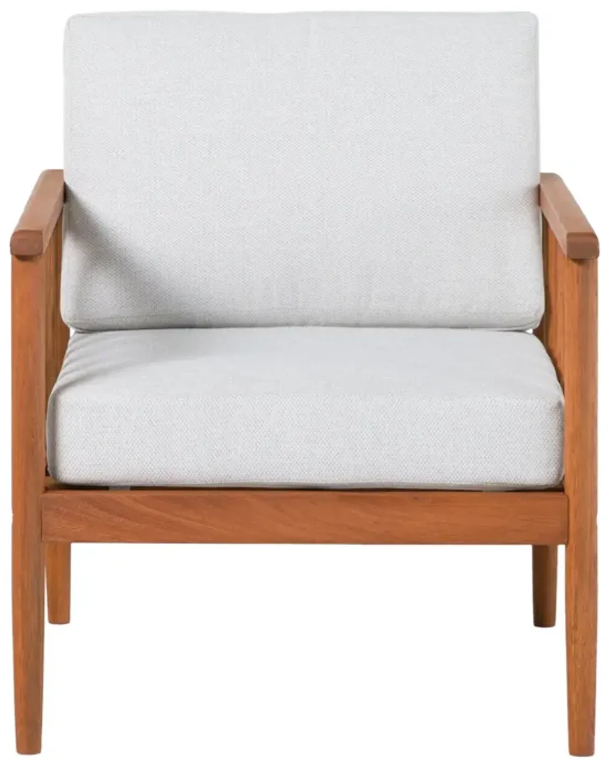 Contemporary Cushioned Eucalyptus Wood Patio Accent Chair
