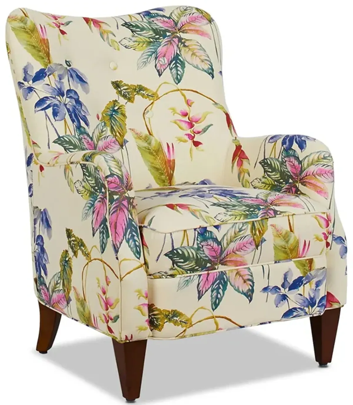 Paradise - Upholstered Arm Chair Floral Printed On Cotton - Off-White