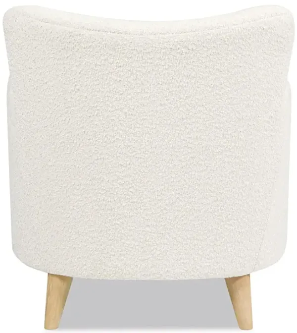 Lune - Curved Arm Accent Chair With Lumbar Pillow - Ivory White