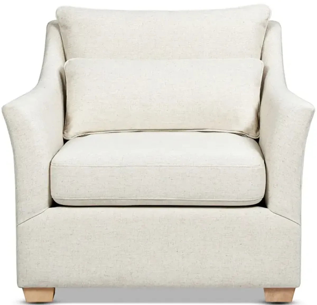 Ada - Flared Arm Contemporary Armchair With Lumbar Pillow - Flax White