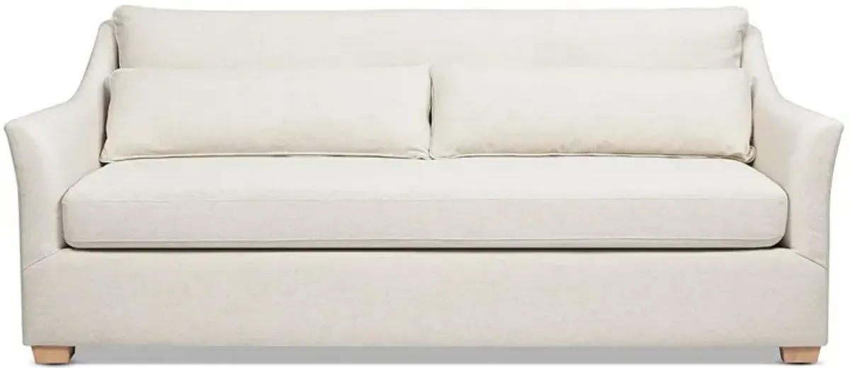 Ada - Flared Arm Contemporary Sofa With Lumbar Pillows - Flax White