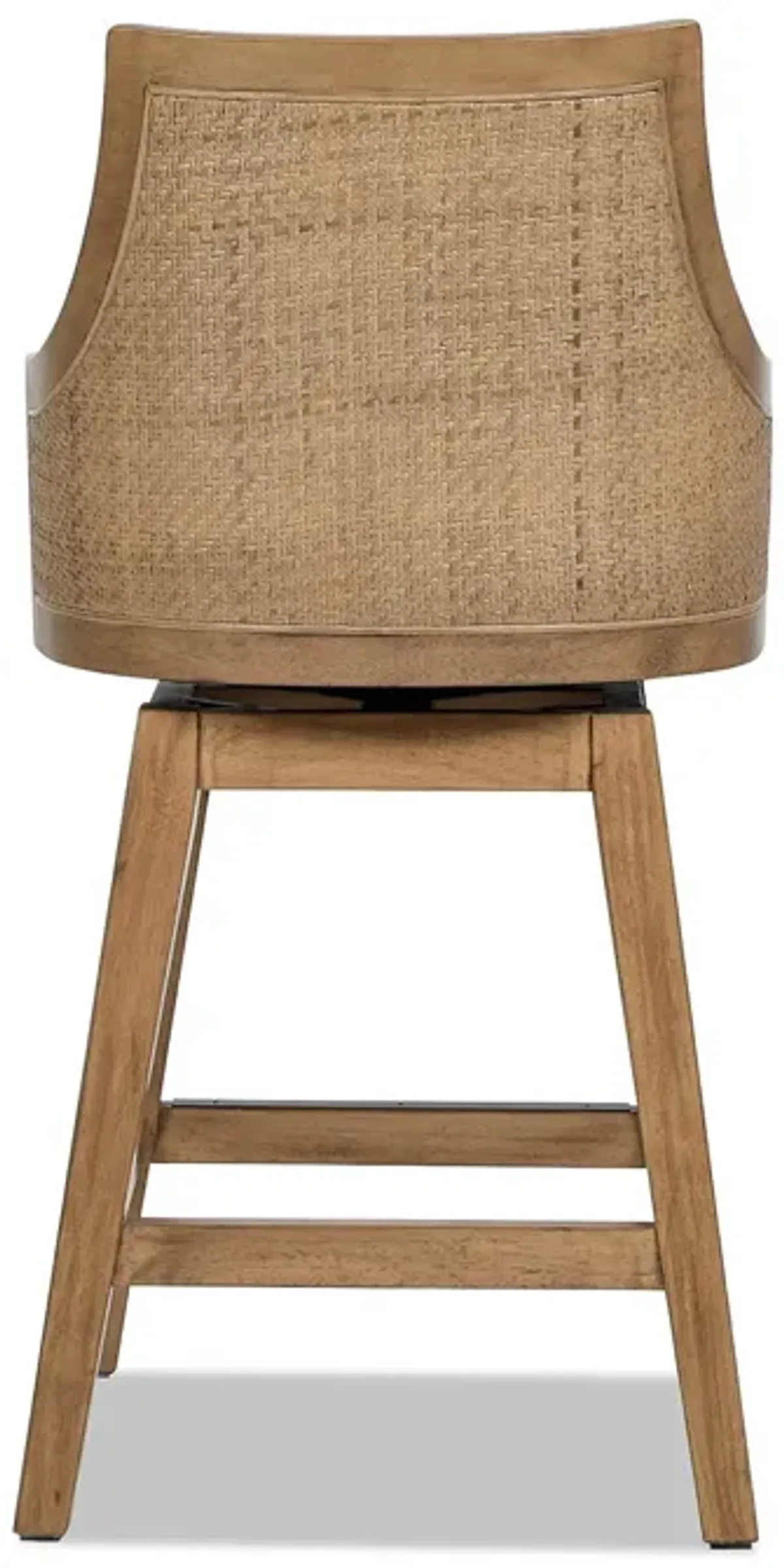 Bahama - Cane High Back Swivel Counter Stool With Recessed Arms Textured Weave - Taupe Beige