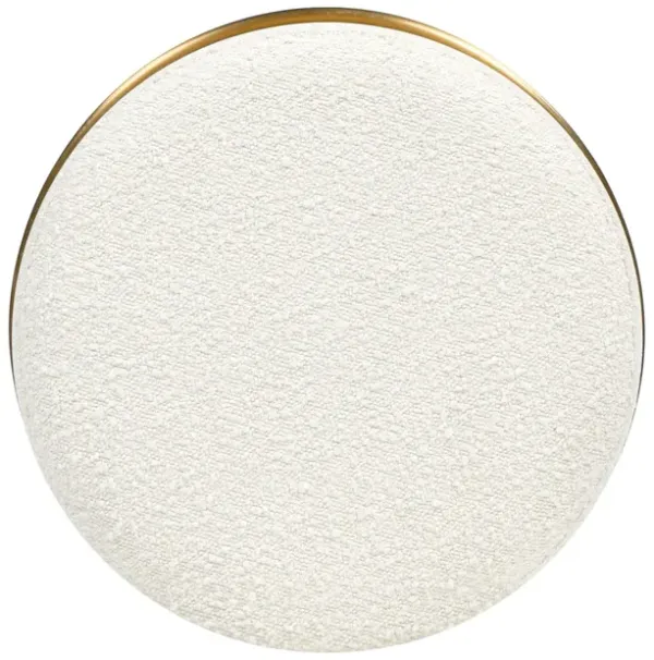 Nebula - Backless Round Upholstered Counter Stool With Burl - Ivory White