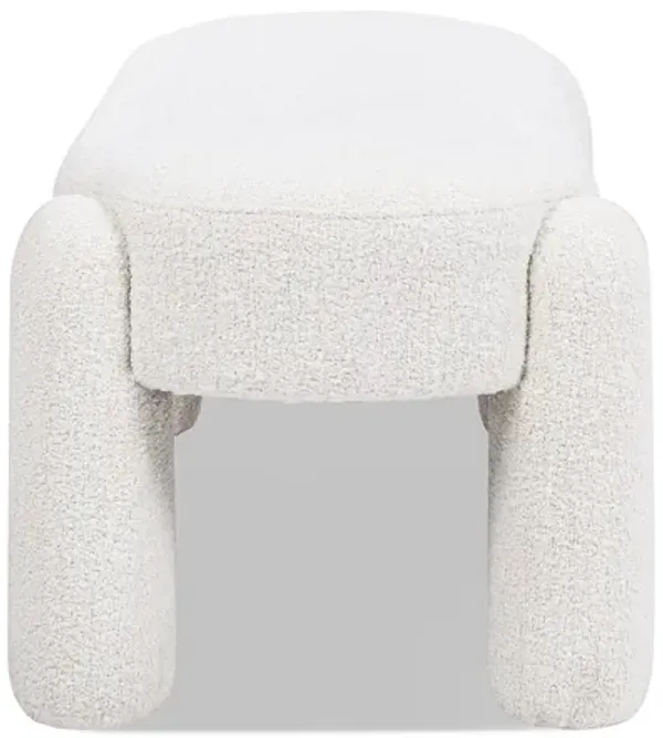 Hugo - Oval Fully Upholstered Bench - Milk Cream White