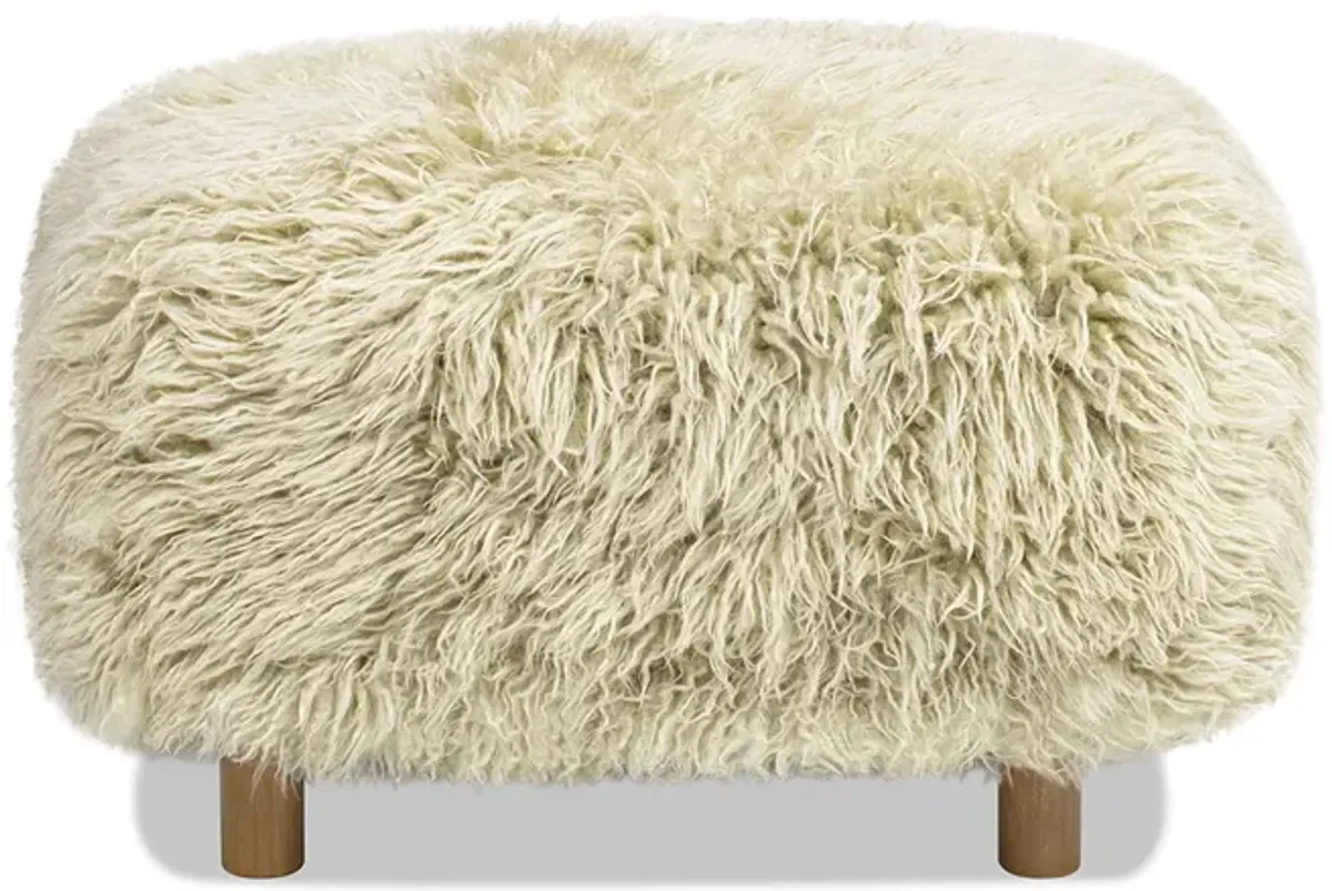 Enchante - New Zealand Sheepskin Rectangular Accent Ottoman - Taupe / Natural