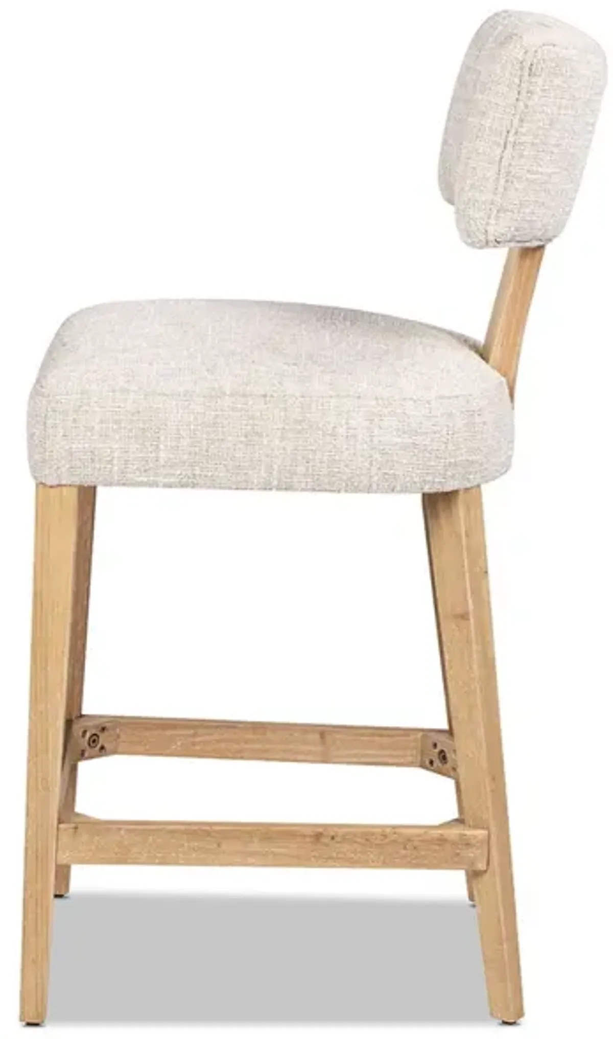 Penny - Round Arched Upholstered Counter Stool (Set of 2) - Travertine Beige