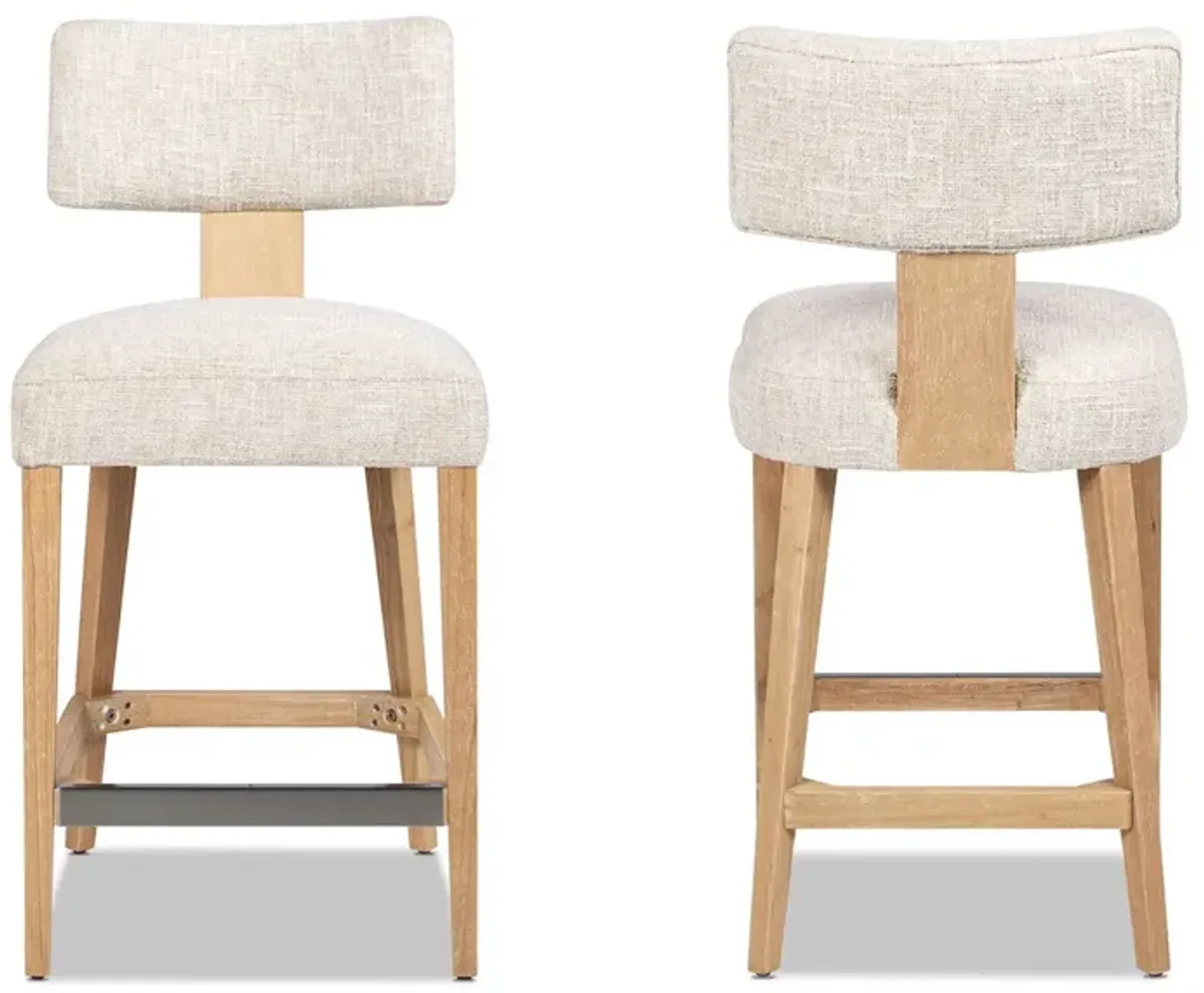 Penny - Round Arched Upholstered Counter Stool (Set of 2) - Travertine Beige
