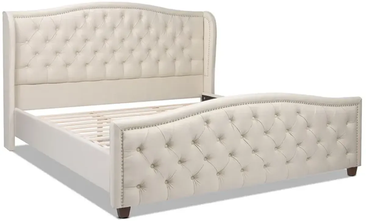 Fontana - Handcrafted Wingback Upholstered Platform Bed Frame