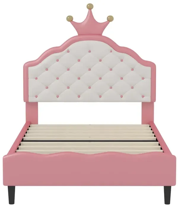 Lovely Crown Fantasy Princess Bed With Tufted Headboard