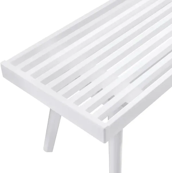 Larwich - Solid Wood Slatted Bench - White