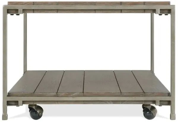 Corbeta - 3 Piece Metal Frame Wood Living Room Coffee Table And 2 Chairside Tables Set, Aged Graphite - Brown