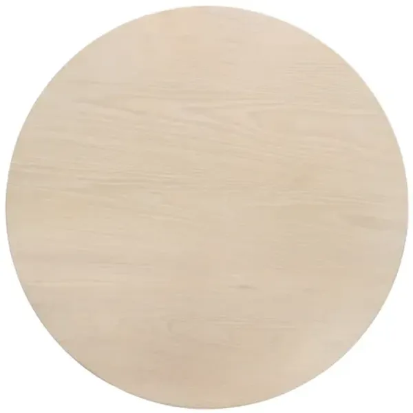 Neroli - Contemporary Round Side Table With Black Metal Base - Oak White